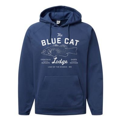 The Blue Cat Lodge Lake Of Ozarks Fish Performance Fleece Hoodie