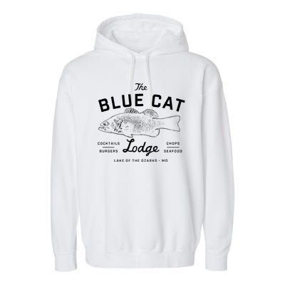 The Blue Cat Lodge Lake Of Ozarks Fish Garment-Dyed Fleece Hoodie