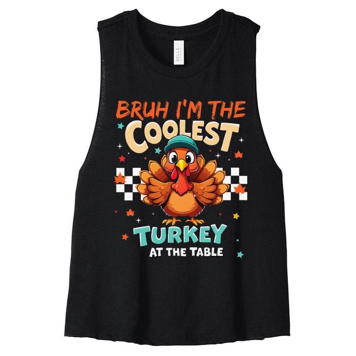 Thanksgiving Bruh Coolest Turkey At The Table Women's Racerback Cropped Tank