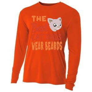 The Best Cat Dads Wear Beards Funny Cat Daddy Gift Cooling Performance Long Sleeve Crew