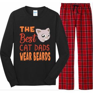 The Best Cat Dads Wear Beards Funny Cat Daddy Gift Long Sleeve Pajama Set