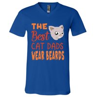 The Best Cat Dads Wear Beards Funny Cat Daddy Gift V-Neck T-Shirt