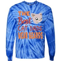 The Best Cat Dads Wear Beards Funny Cat Daddy Gift Tie-Dye Long Sleeve Shirt