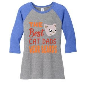 The Best Cat Dads Wear Beards Funny Cat Daddy Gift Women's Tri-Blend 3/4-Sleeve Raglan Shirt