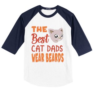 The Best Cat Dads Wear Beards Funny Cat Daddy Gift Baseball Sleeve Shirt