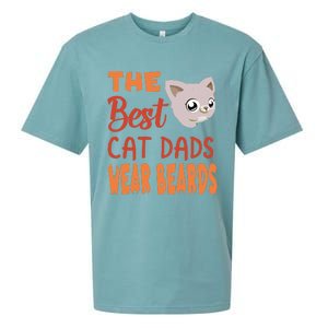 The Best Cat Dads Wear Beards Funny Cat Daddy Gift Sueded Cloud Jersey T-Shirt