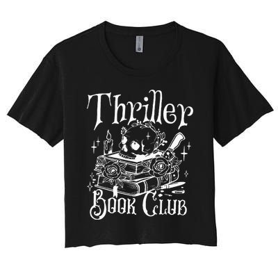 Thriller Book Club Floral Skull Women's Crop Top Tee