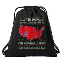 Trump Better Coverage Than 5g Ugly Christmas Sweater Xmas Drawstring Bag