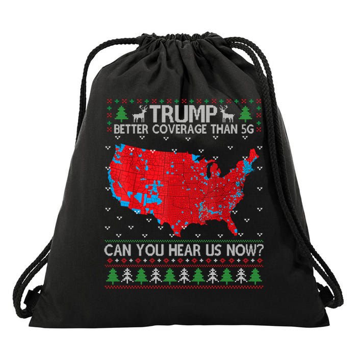 Trump Better Coverage Than 5g Ugly Christmas Sweater Xmas Drawstring Bag