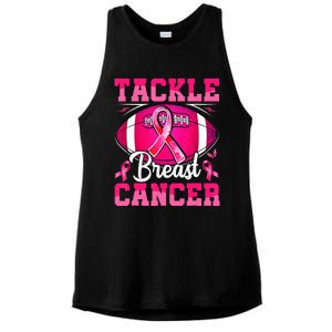 Tackle Breast Cancer Warrior Ribbon Football Ladies PosiCharge Tri-Blend Wicking Tank