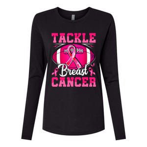 Tackle Breast Cancer Warrior Ribbon Football Womens Cotton Relaxed Long Sleeve T-Shirt