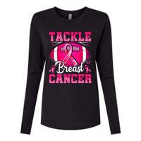 Tackle Breast Cancer Warrior Ribbon Football Womens Cotton Relaxed Long Sleeve T-Shirt