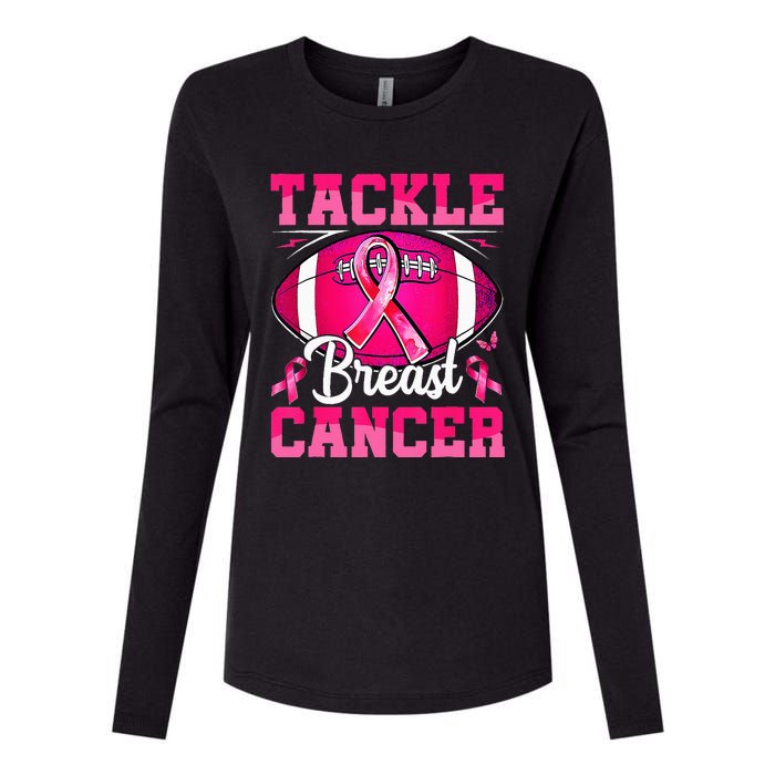 Tackle Breast Cancer Warrior Ribbon Football Womens Cotton Relaxed Long Sleeve T-Shirt