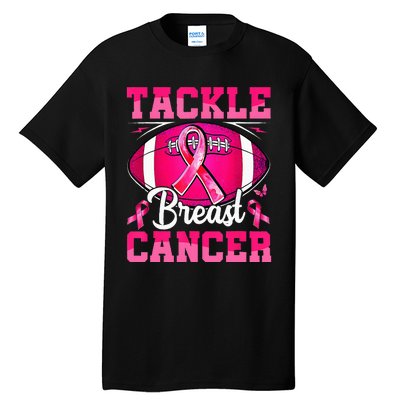 Tackle Breast Cancer Warrior Ribbon Football Tall T-Shirt