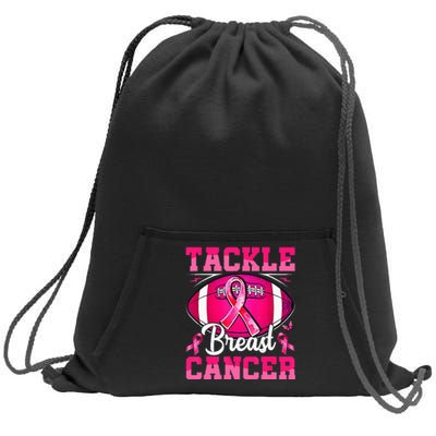 Tackle Breast Cancer Warrior Ribbon Football Sweatshirt Cinch Pack Bag