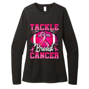 Tackle Breast Cancer Warrior Ribbon Football Womens CVC Long Sleeve Shirt