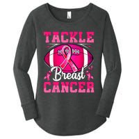 Tackle Breast Cancer Warrior Ribbon Football Women's Perfect Tri Tunic Long Sleeve Shirt