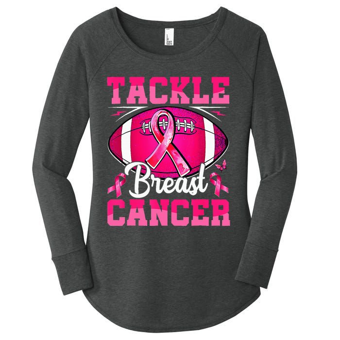 Tackle Breast Cancer Warrior Ribbon Football Women's Perfect Tri Tunic Long Sleeve Shirt