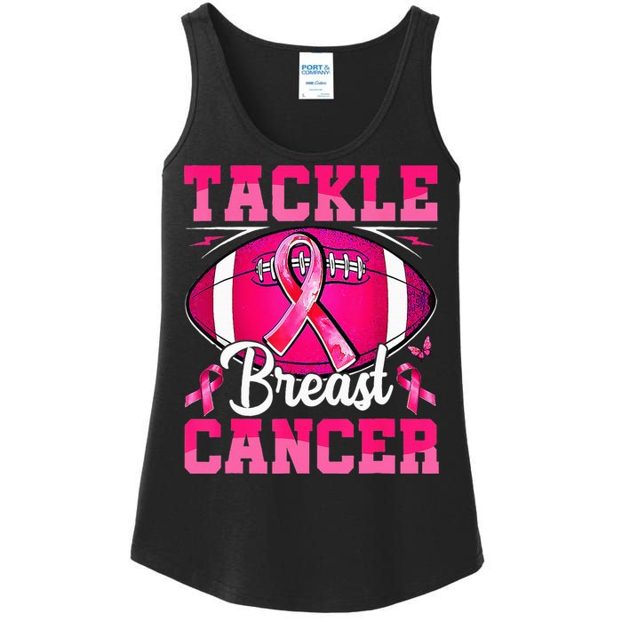 Tackle Breast Cancer Warrior Ribbon Football Ladies Essential Tank