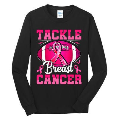 Tackle Breast Cancer Warrior Ribbon Football Tall Long Sleeve T-Shirt