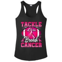 Tackle Breast Cancer Warrior Ribbon Football Ladies PosiCharge Competitor Racerback Tank