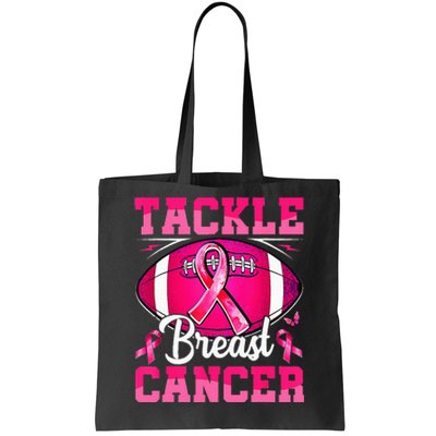 Tackle Breast Cancer Warrior Ribbon Football Tote Bag