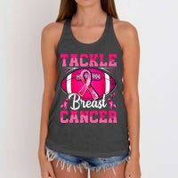 Tackle Breast Cancer Warrior Ribbon Football Women's Knotted Racerback Tank