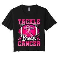 Tackle Breast Cancer Warrior Ribbon Football Women's Crop Top Tee