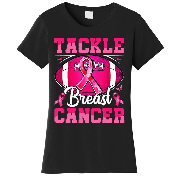 Tackle Breast Cancer Warrior Ribbon Football Women's T-Shirt