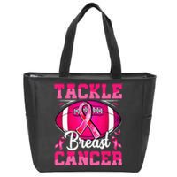 Tackle Breast Cancer Warrior Ribbon Football Zip Tote Bag