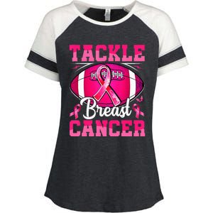 Tackle Breast Cancer Warrior Ribbon Football Enza Ladies Jersey Colorblock Tee