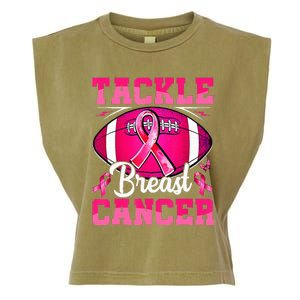 Tackle Breast Cancer Warrior Ribbon Football Garment-Dyed Women's Muscle Tee