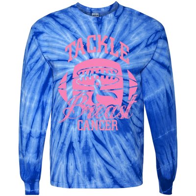 Tackle Breast Cancer Awareness Pink Ribbon Football Tie-Dye Long Sleeve Shirt