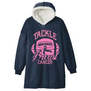 Tackle Breast Cancer Awareness Pink Ribbon Football Hooded Wearable Blanket