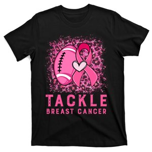 Tackle Breast Cancer Awareness Pink Football Ribbon T-Shirt