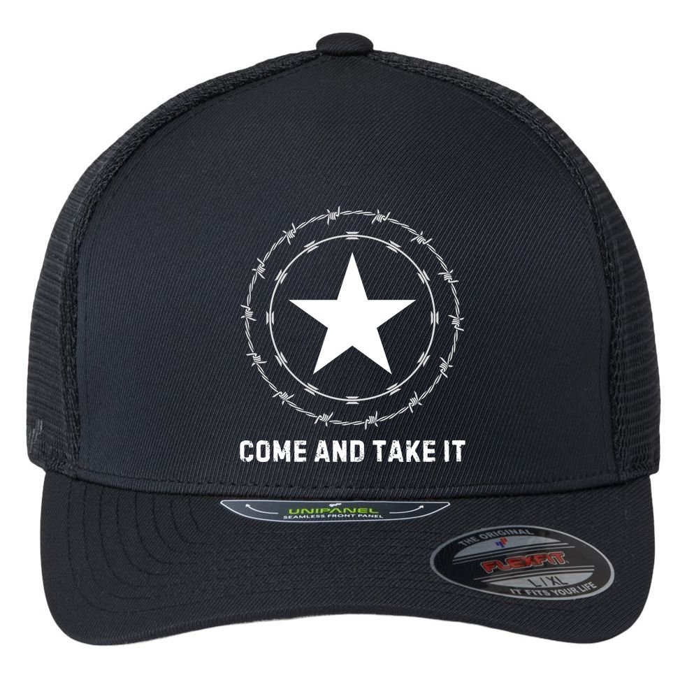 Texas Border Crisis Come And Take It Flexfit Unipanel Trucker Cap