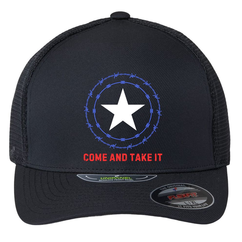 Texas Border Crisis Come And Take It Flexfit Unipanel Trucker Cap