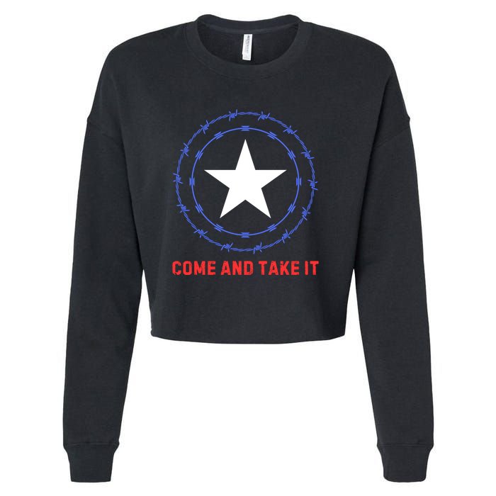 Texas Border Crisis Come And Take It Cropped Pullover Crew