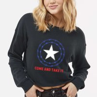 Texas Border Crisis Come And Take It Cropped Pullover Crew