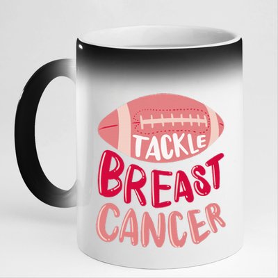 Tackle Breast Cancer Awareness Football P.I.N.K Ribbon 11oz Black Color Changing Mug