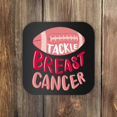 Tackle Breast Cancer Awareness Football P.I.N.K Ribbon Coaster