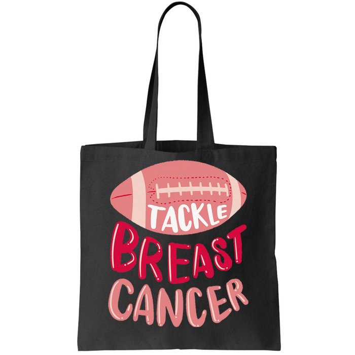 Tackle Breast Cancer Awareness Football P.I.N.K Ribbon Tote Bag