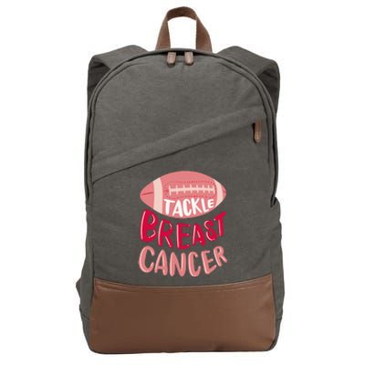 Tackle Breast Cancer Awareness Football P.I.N.K Ribbon Cotton Canvas Backpack