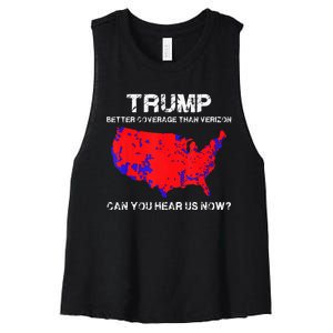 Trump Better Coverage Than Verizon Can You Hear Us Now Women's Racerback Cropped Tank