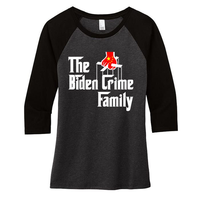 The Biden Chinese Crime Family Puppet Humor Anti Against Women's Tri-Blend 3/4-Sleeve Raglan Shirt