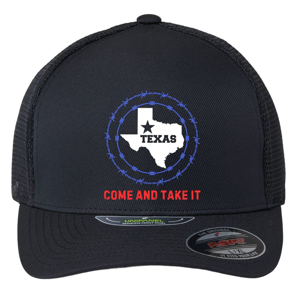 Texas Border Crisis Come And Take It Flexfit Unipanel Trucker Cap