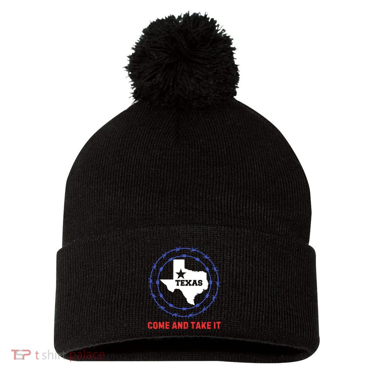 Texas Border Crisis Come And Take It Pom Pom 12in Knit Beanie