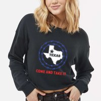 Texas Border Crisis Come And Take It Cropped Pullover Crew