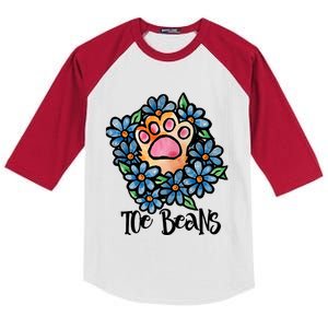 Toe Beans Cute Cat Lovers Tee Shirts Funny Cat Toes Kids Colorblock Raglan Jersey