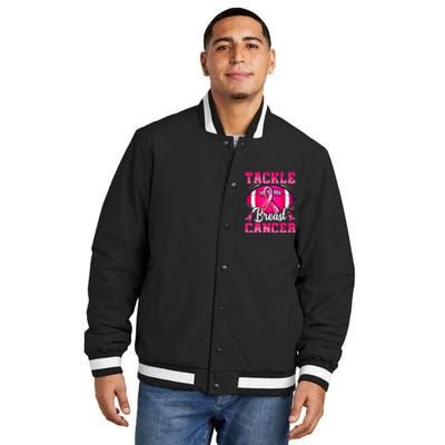 Tackle Breast Cancer Warrior Ribbon Football Insulated Varsity Jacket